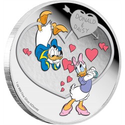 Niue 2 dollars 2016 Disney - Love Crazy - Donald & Daisy - 1 Oz. zilver