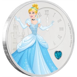 Niue 2 dollars 2018 Disney Princess - 1) Cinderella™ with gemstone - 1oz silver coin