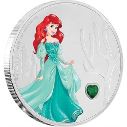 Niue 2 dollars 2018 Disney Princess - 3) Ariel with gemstone - 1oz silver coin