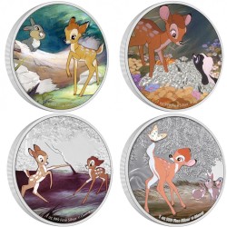 2022 Disney Bambi 4 coin set - Niue 2 dollars 1 oz silver coin