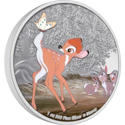 2022 Disney Bambi 4) Bambi and Butterfly - Niue 2 dollars 1 oz silver coin