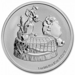 2022 Disney Bullion 20) LADY AND THE TRAMP - Niue 2 dollars 1 oz silver coin