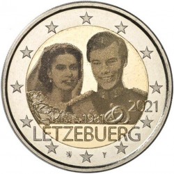 Luxemburg 2 euro 2021 Willem - UNC foto - muntteken Leeuw + Mercuriusstaaf