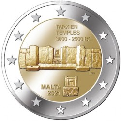 Malta 2 euro 2021 Tarxien Tempels UNC met Malteser muntteken (F)