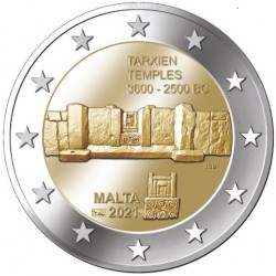 Malta 2 euro 2021 Tarxien Tempels UNC met Frans muntteken