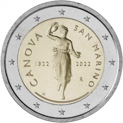 San Marino 2 euro 2022 Antonio Canova BU coin in blister