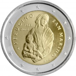 San Marino 2 euro 2023 Perugino BU coin in blister