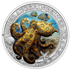 Oostenrijk 3 euro 2022 Lichtgevende zeedieren: 1 Blauwgeringde Octopus UNC