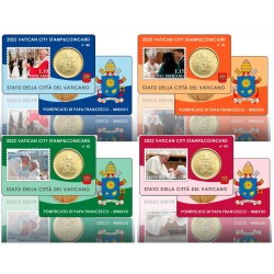 Vaticaan 50 cent + postzegel 2022 coincard nr. 40, 41, 42, 43