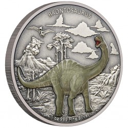 2021 Dinosaurs 4) Brontosaurus - Niue 2 dollars 1 oz silver coin